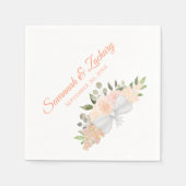 Waterverf Floral Wedding Rustic Coral Peach Servet (Voorkant)