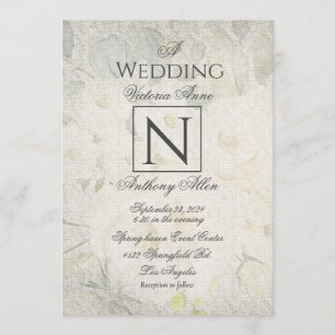 Waterverf Floral Wedding Rustic Monogram Kaart