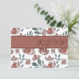 Waterverf Floral Wedding Rustic Terracotta RSVP Kaartje