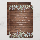 Waterverf Floral Wedding Rustic Wood Greenery Kaart (Voorkant / Achterkant)