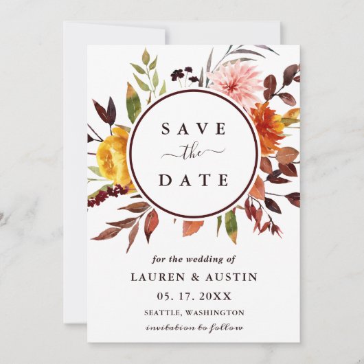 Waterverf Floral Wedding Save The Date (Voorkant)