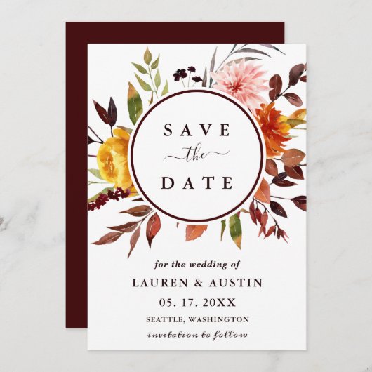 Waterverf Floral Wedding Save The Date (Voorkant / Achterkant)