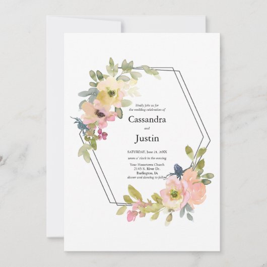 Waterverf Floral Wedding Save The Date (Voorkant)