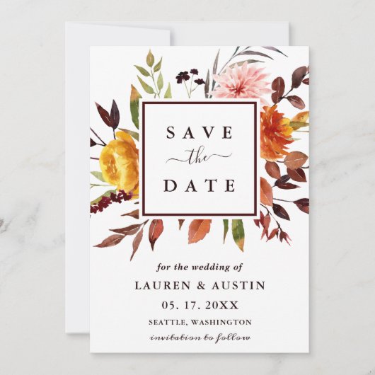 Waterverf Floral Wedding Save The Date (Voorkant)