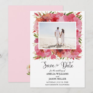 Waterverf Floral Wedding Save the Date