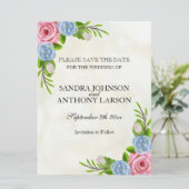 Waterverf Floral Wedding Save the Date (Staand voorkant)
