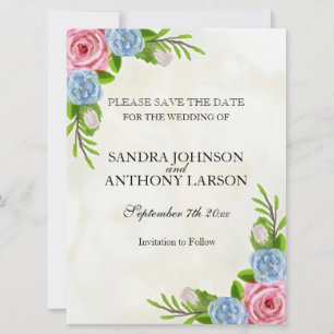 Waterverf Floral Wedding Save the Date