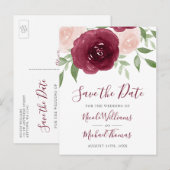 Waterverf Floral Wedding Save the Date Aankondigingskaart (Voorkant / Achterkant)