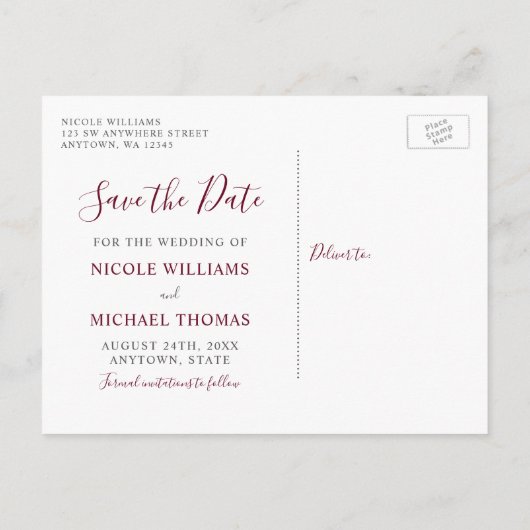 Waterverf Floral Wedding Save the Date Aankondigingskaart (Achterkant)