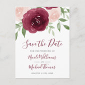 Waterverf Floral Wedding Save the Date Aankondigingskaart (Voorkant)