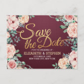 Waterverf Floral Wedding Save the Date Aankondigingskaart (Voorkant)