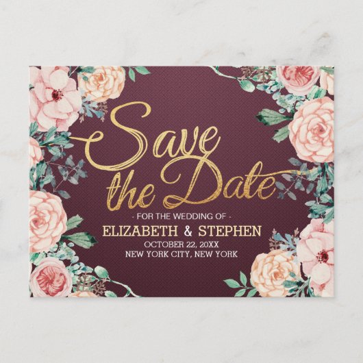 Waterverf Floral Wedding Save the Date Aankondigingskaart (Voorkant)
