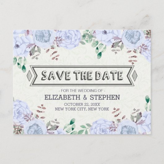 Waterverf Floral Wedding Save the Date Briefkaart (Voorkant)