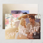 WATERVERF FLORAL WEDDING Save the Date Card (Voorkant / Achterkant)