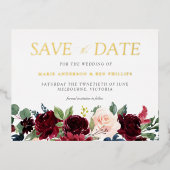 Waterverf Floral Wedding Save the date Folie Uitnodiging Briefkaart (Voorkant)