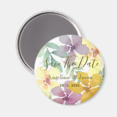 Waterverf Floral Wedding Save the Date Invitation Magneet (Voorkant / Achterkant)