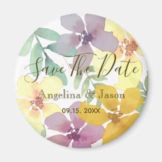 Waterverf Floral Wedding Save the Date Invitation Magneet