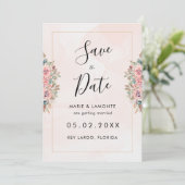 Waterverf Floral Wedding Save the Date Kaart (Staand voorkant)