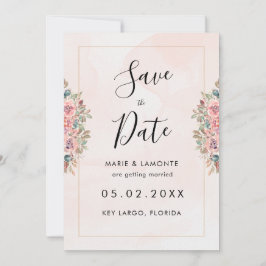 Waterverf Floral Wedding Save the Date Kaart