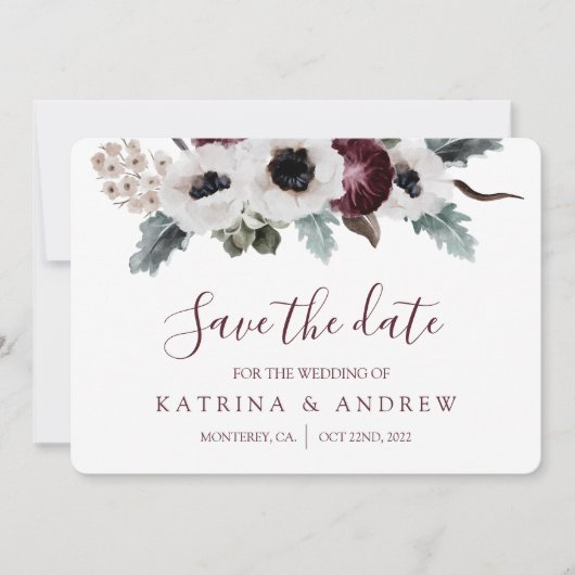 Waterverf Floral Wedding Save the Date Kaarten (Voorkant)