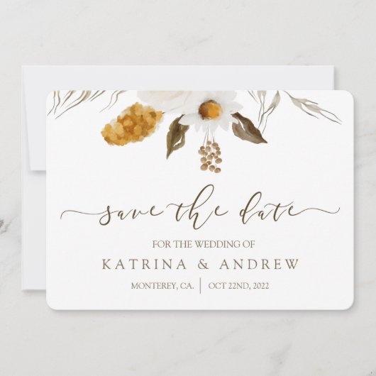 Waterverf Floral Wedding Save the Date Kaarten (Voorkant)