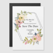 Waterverf Floral Wedding Save the Date Magnetische Uitnodiging (Voorkant / Achterkant)