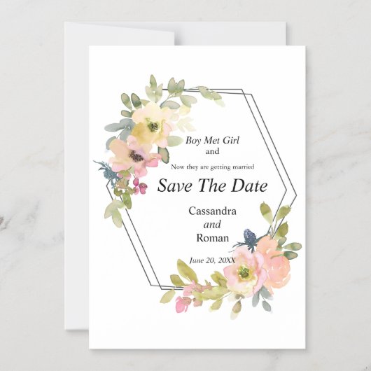 Waterverf Floral Wedding Save the Date Magnetische Uitnodiging (Voorkant)