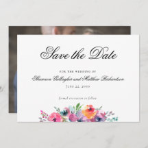 Waterverf Floral Wedding Save the Date Photo