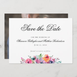 Waterverf Floral Wedding Save the Date Photo Aankondiging