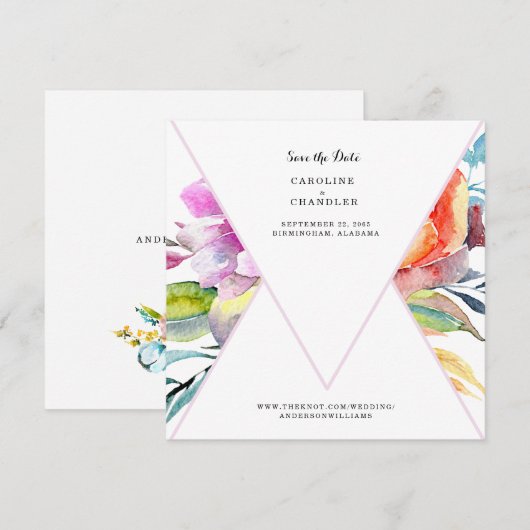 Waterverf Floral Wedding Save the Date Website (Voorkant / Achterkant)