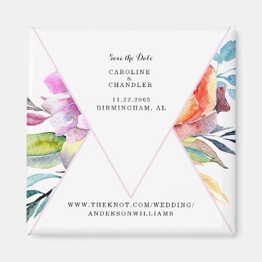 Waterverf Floral Wedding Save the Date Website Magneet (Voorkant)