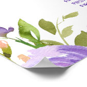 Waterverf Floral Wedding Seating Chart Poster (Hoek)