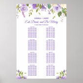 Waterverf Floral Wedding Seating Chart Poster (Voorkant)