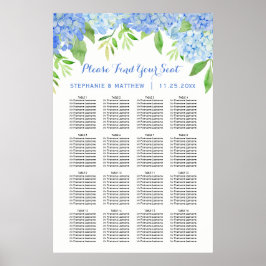 Waterverf Floral Wedding Seding Chart Hydrangea Poster