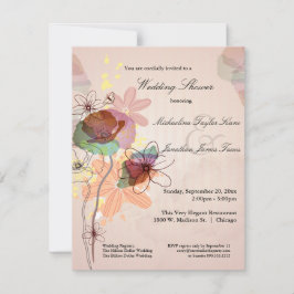 Waterverf Floral Wedding Shower nodigt uit Kaart
