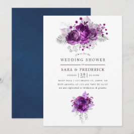 Waterverf Floral Wedding Shower voor pruimen en ze Kaart