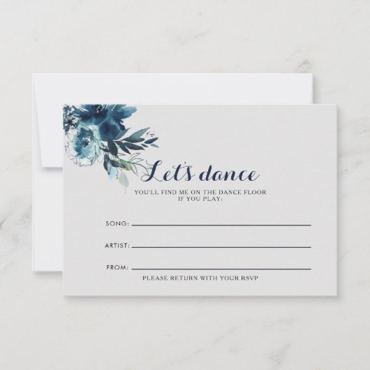 Waterverf Floral Wedding Song-aanvraagkaart RSVP Kaartje (Voorkant)