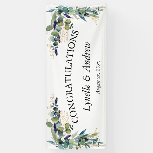 Waterverf Floral Wedding Spandoek (Verticaal)