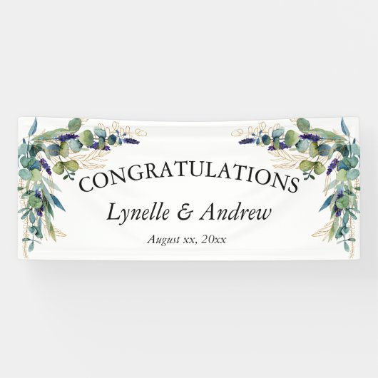 Waterverf Floral Wedding Spandoek (Horizontaal)