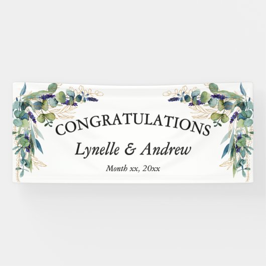 Waterverf Floral Wedding Spandoek (Horizontaal)