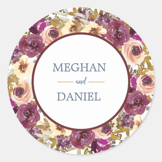Waterverf Floral Wedding Sticker (Voorkant)