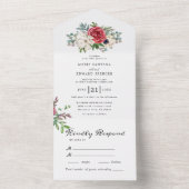 Waterverf Floral Wedding Summer Garden All In One Uitnodiging (Binnen)