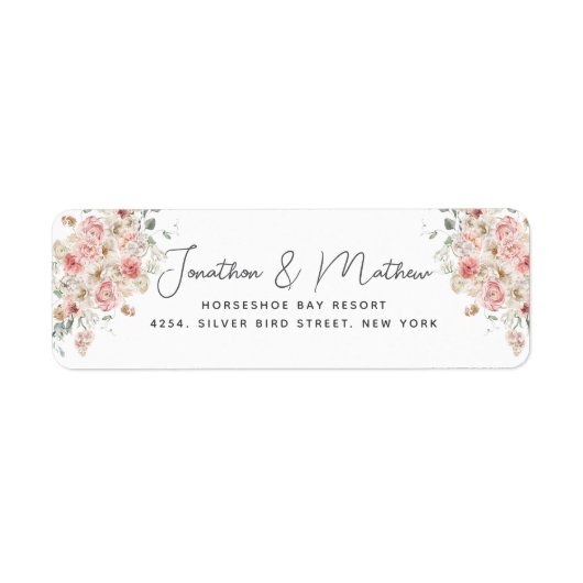 Waterverf Floral Wedding Summer Garden Etiket (Voorkant)