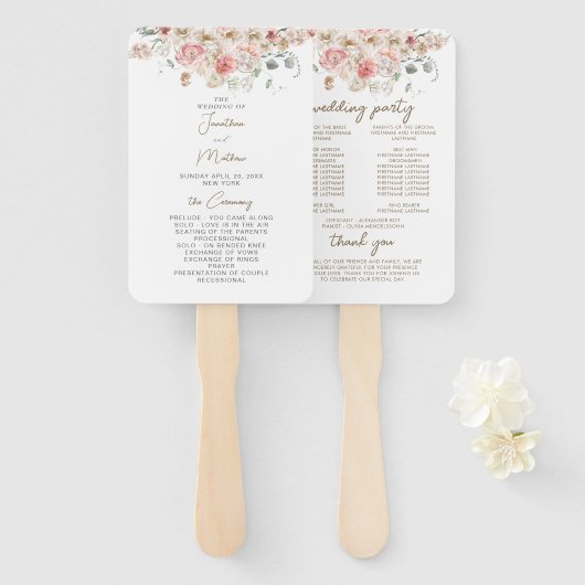 Waterverf Floral Wedding Summer Garden Handwaaier (Voorkant en achterkant)