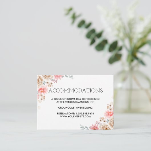 Waterverf Floral Wedding Summer Garden Informatiekaartje (Staand voorkant)