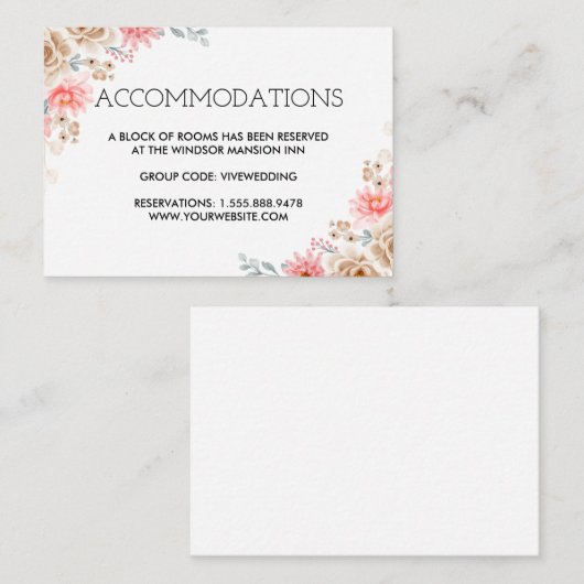 Waterverf Floral Wedding Summer Garden Informatiekaartje (Voorkant / Achterkant)