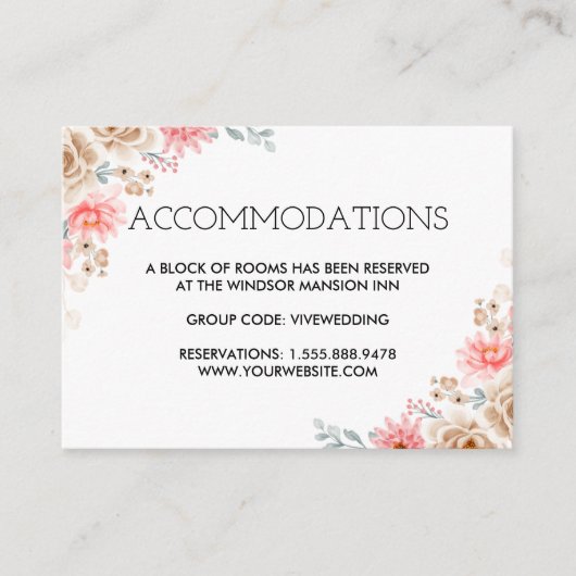 Waterverf Floral Wedding Summer Garden Informatiekaartje (Voorkant)