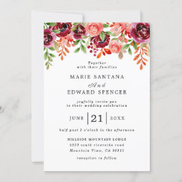 Waterverf Floral Wedding Summer Garden Kaart