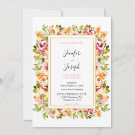 Waterverf Floral Wedding Summer Garden Kaart