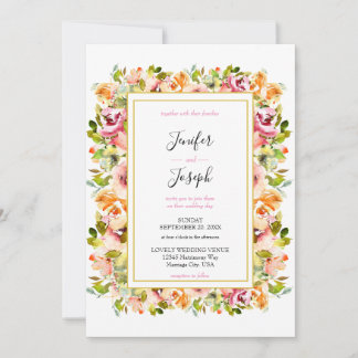 Waterverf Floral Wedding Summer Garden Kaart